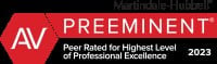 AV Preeminent Peer Rated For Highest Level Of Professional Excellence 2023